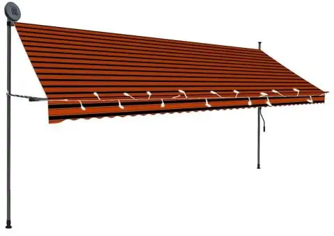Copertină retractabilă manual cu LED, portocaliu & maro, 400 cm - 2/5