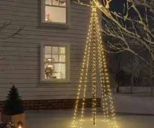 vidaXL Brad de Crăciun, 310 LED-uri, alb cald, 300 cm, cu țăruș
