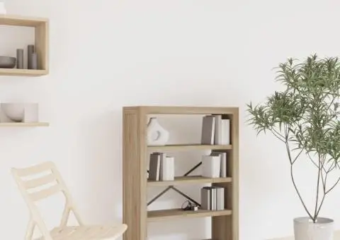 Bibliotecă cu 4 rafturi, 80x30x110 cm, lemn masiv de acacia - 1/5