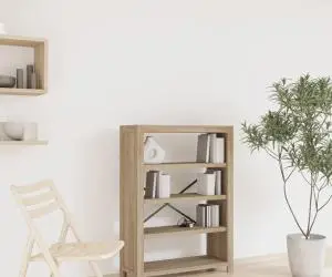 vidaXL Bibliotecă cu 4 rafturi, 80x30x110 cm, lemn masiv de acacia