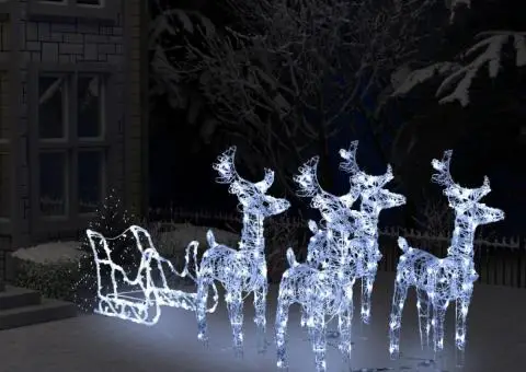 Decorațiune de Crăciun cu reni și sanie, 280x28x55, acril - 1/5