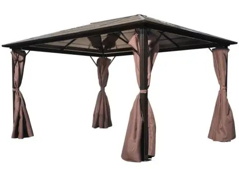 Pavilion cu perdea, maro, aluminiu, 400 x 300 cm - 2/5