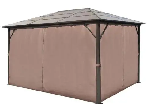 Pavilion cu perdea, maro, aluminiu, 400 x 300 cm - 3/5