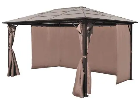 Pavilion cu perdea, maro, aluminiu, 400 x 300 cm - 4/5