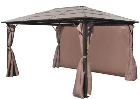 Pavilion cu perdea, maro, aluminiu, 400 x 300 cm - 5/5
