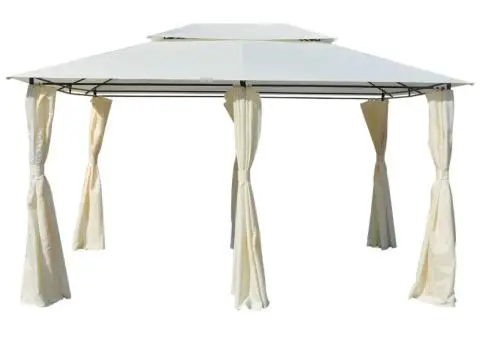 Cort de grădină cu perdele 4 x 3 m, alb - 1/5