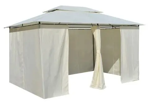 Cort de grădină cu perdele 4 x 3 m, alb - 4/5