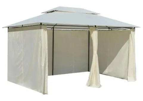 Cort de grădină cu perdele 4 x 3 m, alb - 5/5