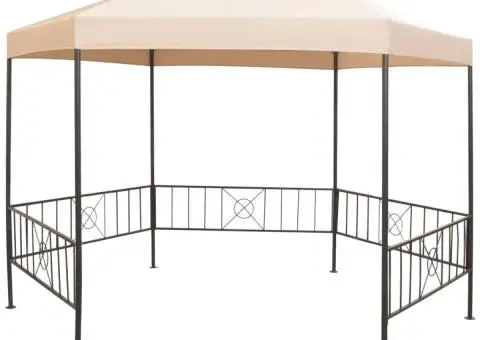 Pavilion marchiză de grădină, cort, hexagonal, 323x265 cm, bej - 1/5