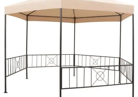 Pavilion marchiză de grădină, cort, hexagonal, 323x265 cm, bej - 2/5