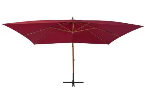 Umbrelă consolă de grădină cu stâlp din lemn, bordo, 400x300 cm - 2/5