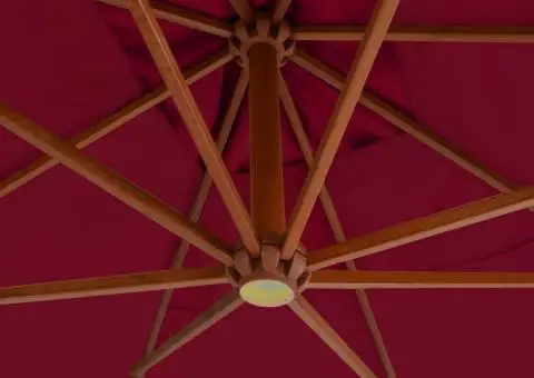 Umbrelă consolă de grădină cu stâlp din lemn, bordo, 400x300 cm - 4/5
