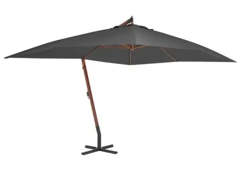 Umbrelă în consolă cu stâlp din lemn, antracit, 400 x 300 cm - 1/5