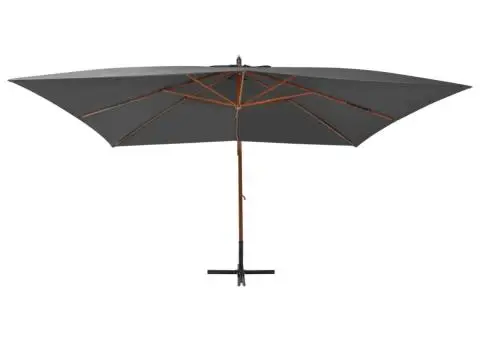 Umbrelă în consolă cu stâlp din lemn, antracit, 400 x 300 cm - 2/5