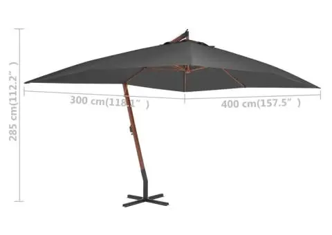 Umbrelă în consolă cu stâlp din lemn, antracit, 400 x 300 cm - 5/5