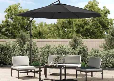 Umbrelă suspendată cu LED și stâlp din oțel, antracit, 300 cm - 1/5