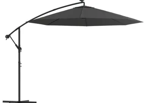Umbrelă suspendată cu LED și stâlp din oțel, antracit, 300 cm - 2/5