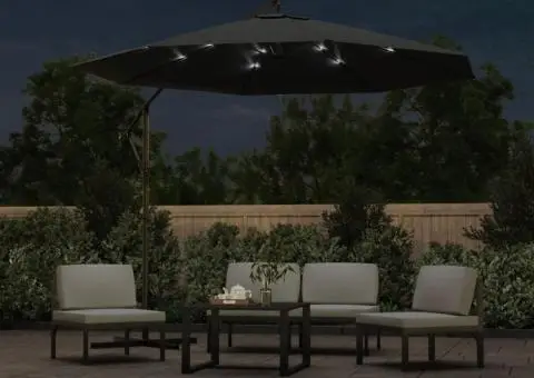 Umbrelă suspendată cu LED și stâlp din oțel, antracit, 300 cm - 3/5