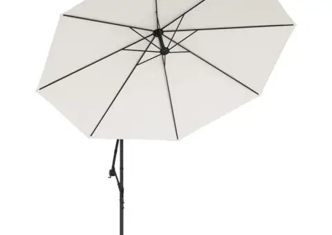 Umbrelă în consolă cu LED-uri și stâlp metalic, nisipiu, 350 cm - 5/5