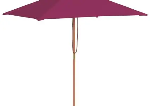 Umbrelă de soare de exterior, stâlp lemn, 150x200 cm roșu bordo - 2/5