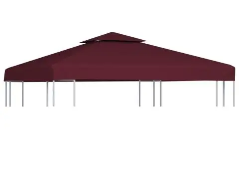 Acoperiș de pavilion, 2 niveluri, roșu bordo, 3x3 m, 310 g/m² - 1/5