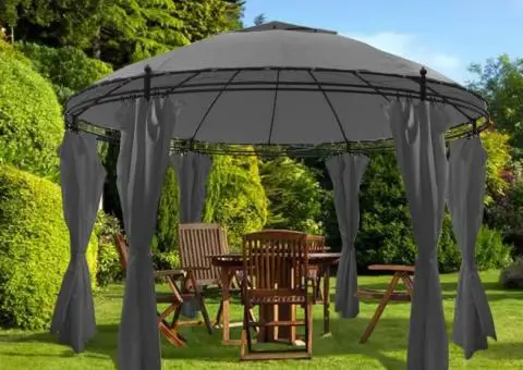 Pavilion cu perdele, antracit, 3,5 x 2,7 m, rotund - 1/5