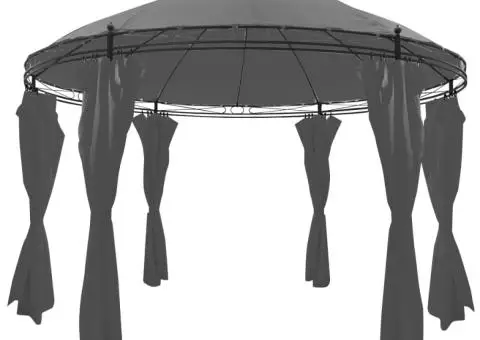 Pavilion cu perdele, antracit, 3,5 x 2,7 m, rotund - 2/5