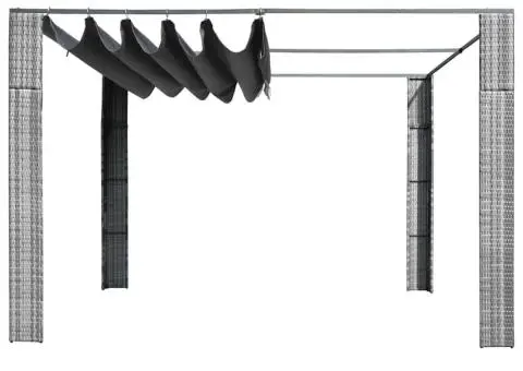 Pavilion cu acoperiș, gri/antracit, 300x300x220 cm, poliratan - 2/4