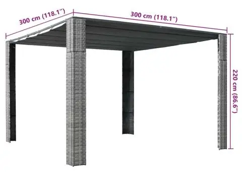 Pavilion cu acoperiș, gri/antracit, 300x300x220 cm, poliratan - 4/4