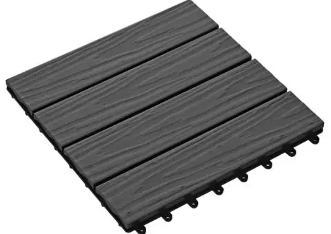 Plăci podea în relief, WPC, 11 buc., 30 x 30 cm, 1 mp, negru - 3/5