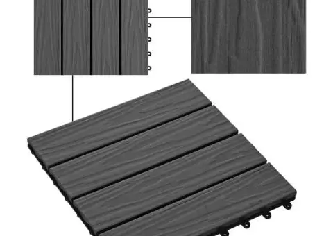 Plăci podea în relief, WPC, 11 buc., 30 x 30 cm, 1 mp, negru - 4/5