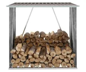 vidaXL Șopron depozitare lemne, maro, 163x83x154 cm, oțel galvanizat