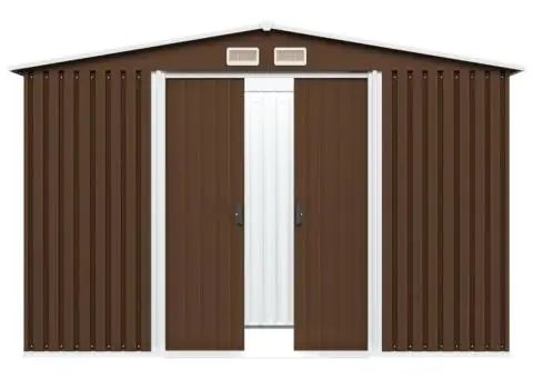 Magazie de grădină, maro, 257 x 205 x 178 cm, oțel - 3/5