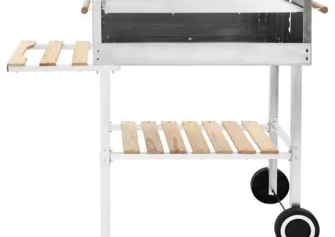 Grătar tip cărucior XXL cu cărbuni, 2 rafturi, oțel inoxidabil - 2/5