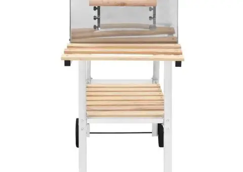 Grătar tip cărucior XXL cu cărbuni, 2 rafturi, oțel inoxidabil - 3/5