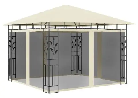 Pavilion cu plasă anti-țânțari, crem, 3x3x2,73 m, 180 g/m² - 1/5