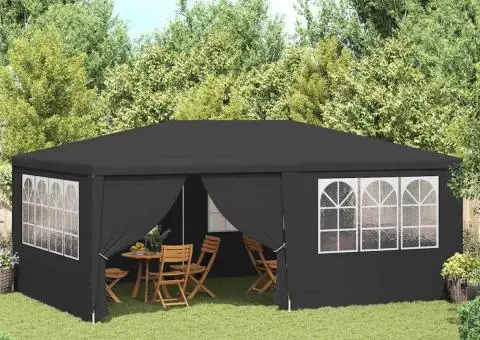 Cort petrecere profesional pereți laterali antracit 4x6m 90g/m² - 1/5