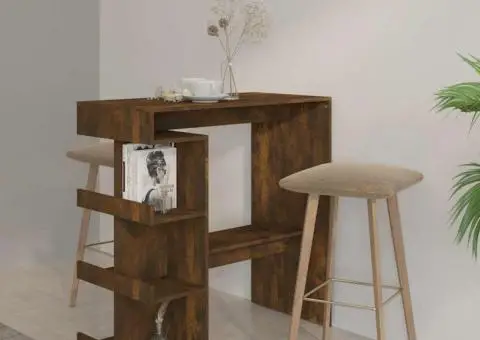 Masă de bar cu raft depozitare stejar afumat 100x50x101,5cm PAL - 1/5