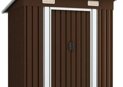 Magazie de grădină, maro, 194 x 121 x 181 cm, oțel - 1/5