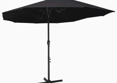 Umbrelă de soare exterior cu stâlp aluminiu, negru, 460x270 cm - 1/5
