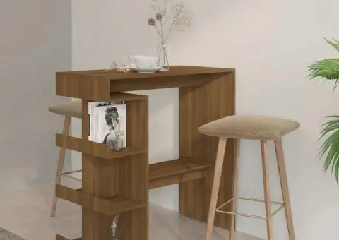 Masă de bar cu raft depozitare stejar maro 100x50x101,5 cm PAL - 1/5