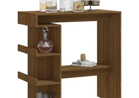 Masă de bar cu raft depozitare stejar maro 100x50x101,5 cm PAL - 4/5