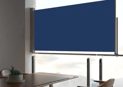 Copertină laterală retractabilă de terasă, albastru, 80x300 cm - 1/5