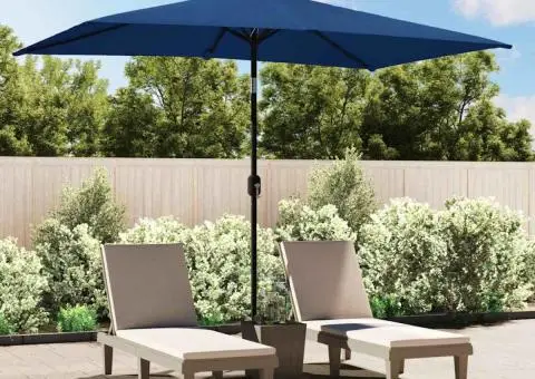 Umbrelă de soare cu stâlp metalic, albastru azur, 300x200 cm - 1/5