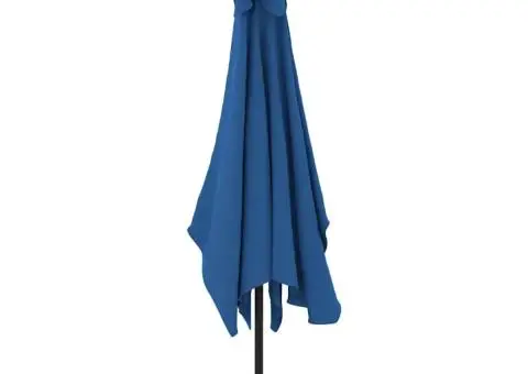 Umbrelă de soare cu stâlp metalic, albastru azur, 300x200 cm - 4/5