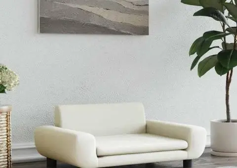 Pat de câini, crem, 70x45x33 cm, catifea - 1/5