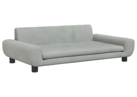 Pat de câini, gri deschis, 100x54x33 cm, catifea - 2/5