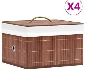 vidaXL Cutii de depozitare, 4 buc., maro, bambus