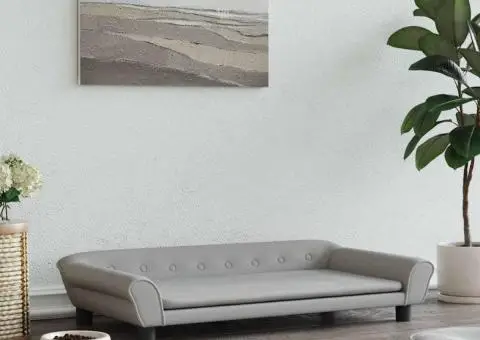 Pat de câini, gri deschis, 100x50x21 cm, catifea - 1/5