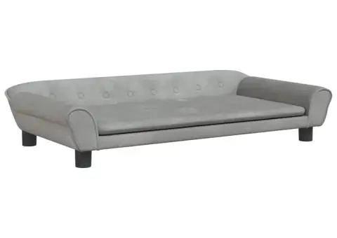 Pat de câini, gri deschis, 100x50x21 cm, catifea - 2/5